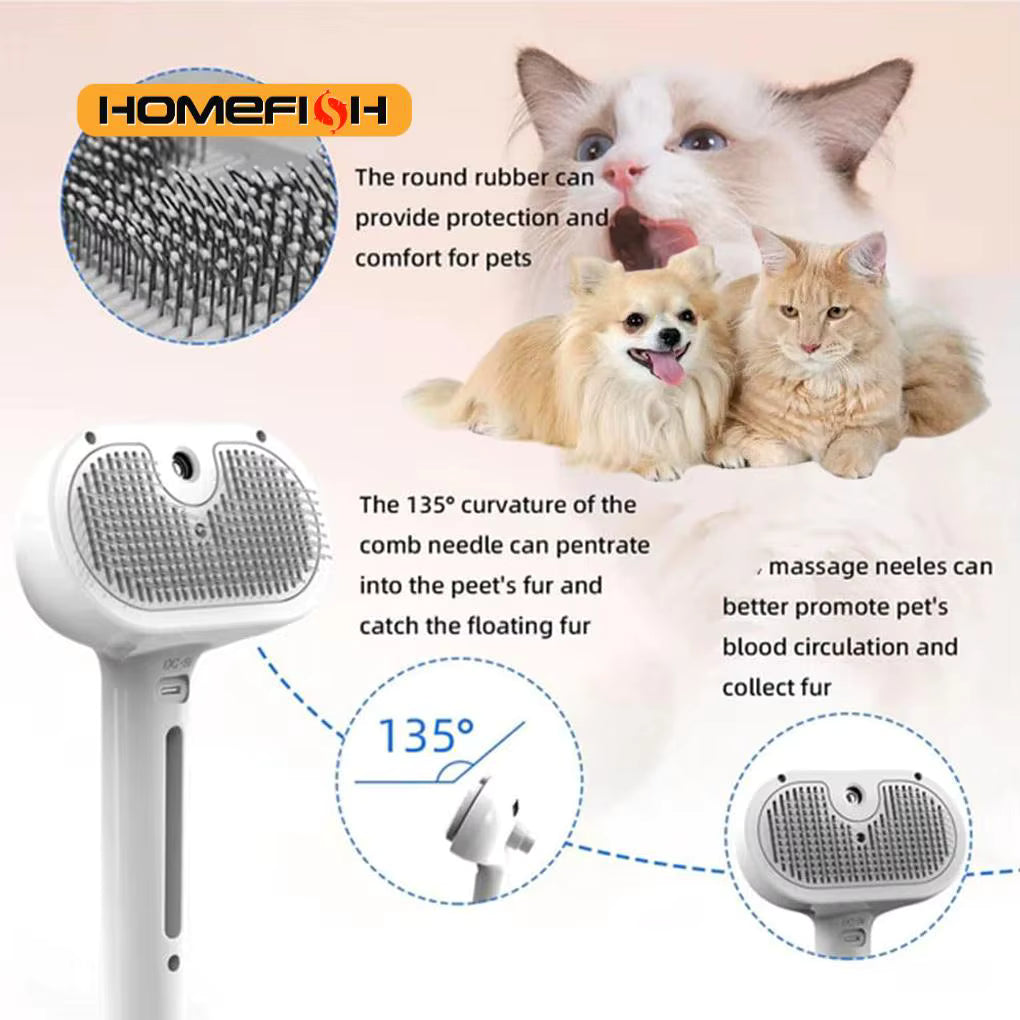 Steam Spray Pet Grooming Brush