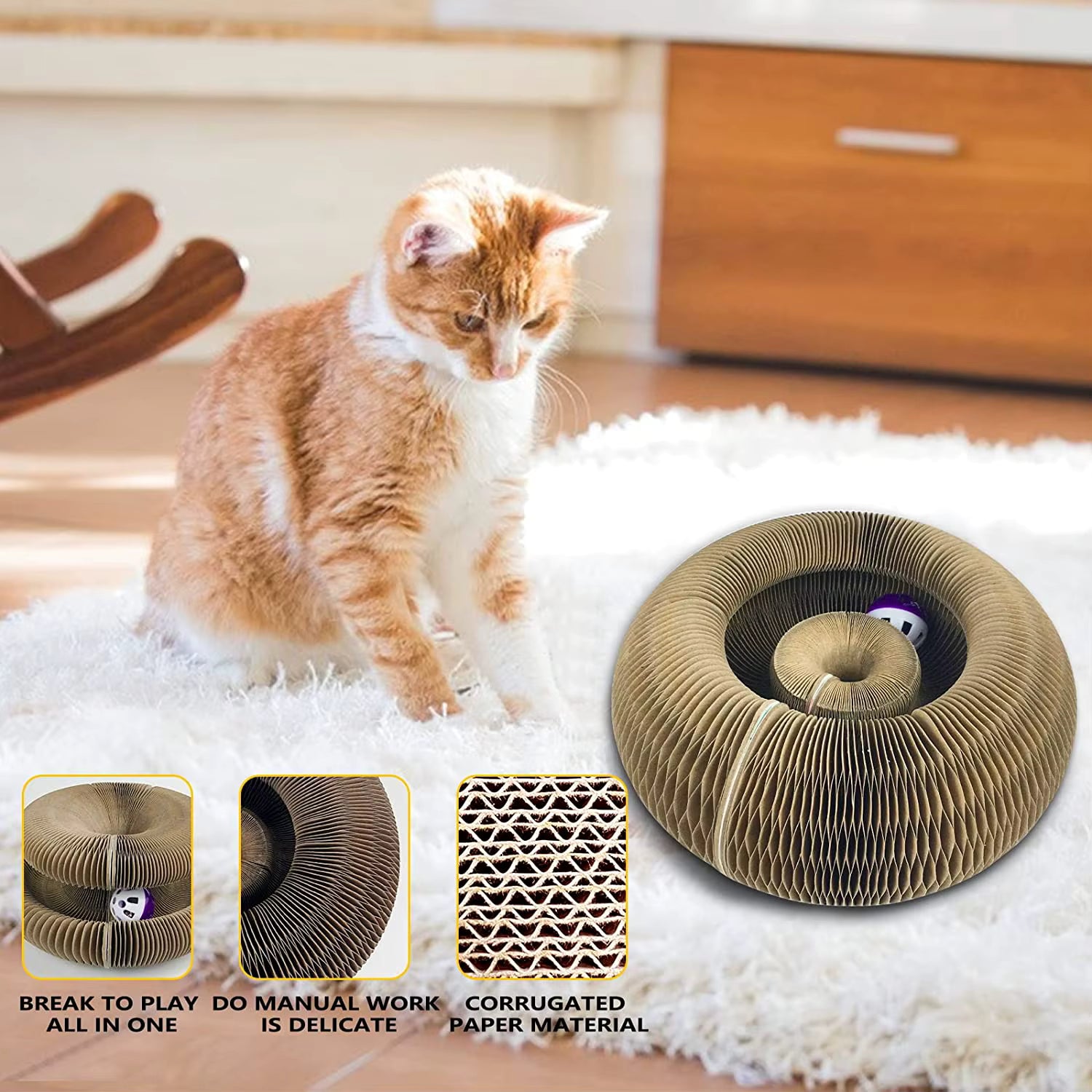 Round Corrugated Cat Scratching Toy