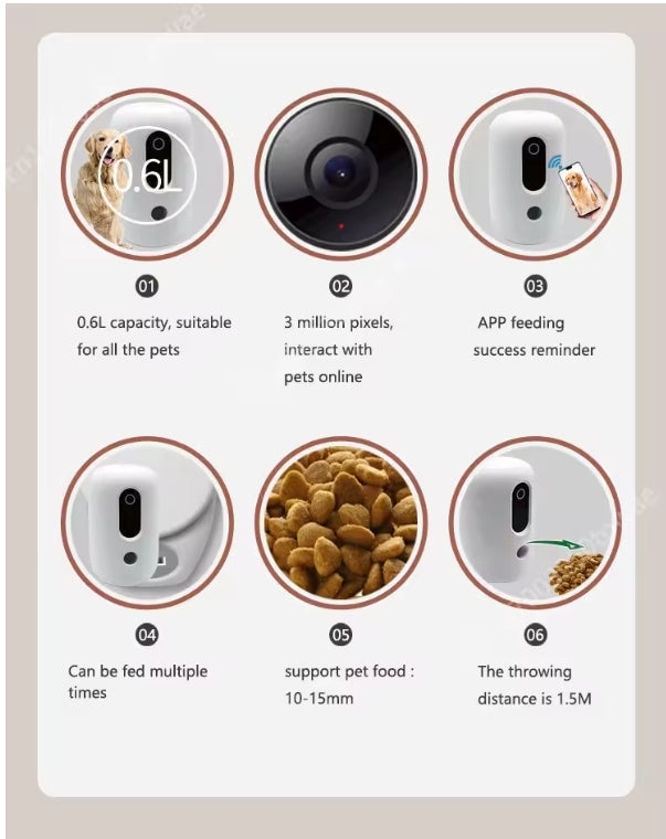 WiFi Smart Pet Feeder with Camera & Treat Dispenser
