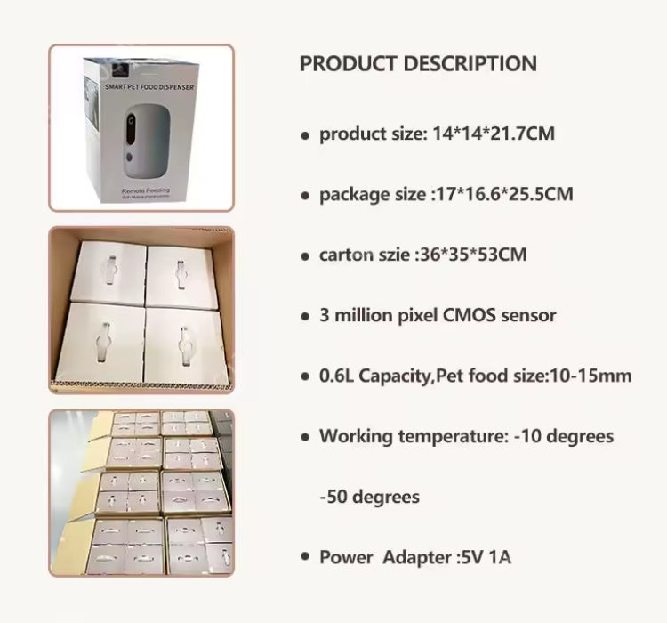 WiFi Smart Pet Feeder with Camera & Treat Dispenser