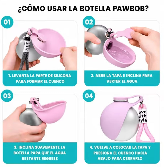 Portable Pet Water Bottle with Bowl