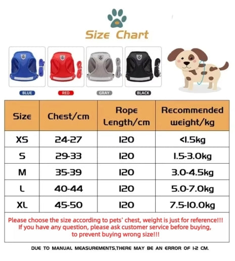 Adjustable Reflective Pet Harness & Leash Set